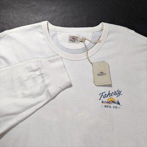 Faherty Men's 100% Cotton Graphic Long Sleeve Desert Tee Size 2XL White Wall